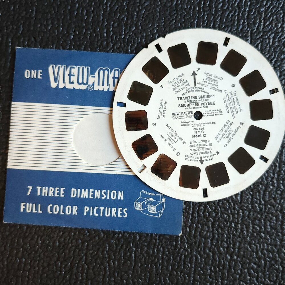 RETRO VIEW MASTER SMURFS Reel 1982 "Traveling Smurf"